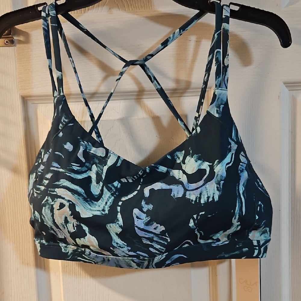 CALIA Women's Inspire Low Support Sports Bra: MOSS PRINT SEA GREEN: NWT: SZ XXL